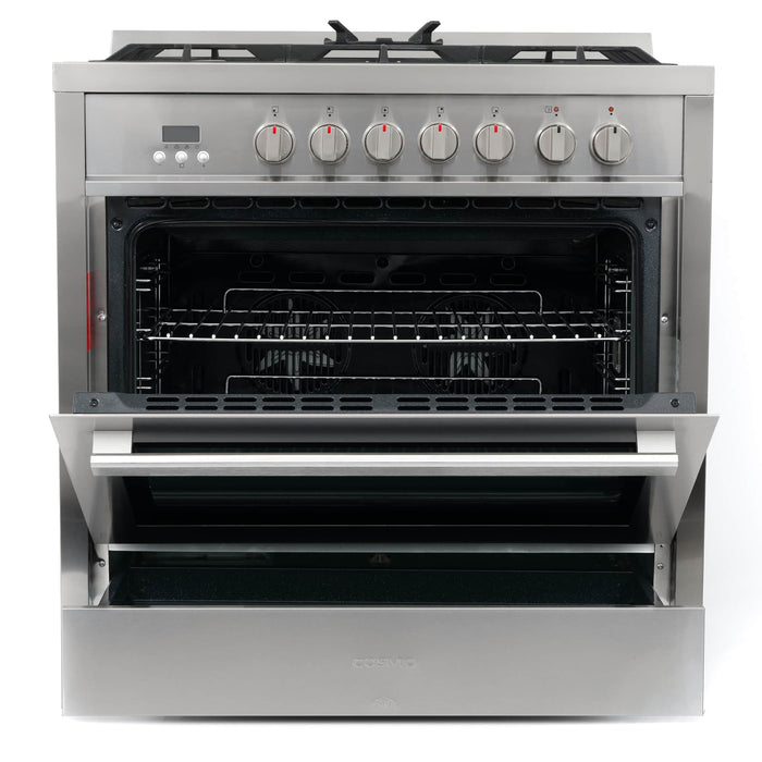 Cosmo 36-Inch 3.8 Cu. Ft. Single Oven Dual Fuel Range in Stainless Steel (COS-F965NF)