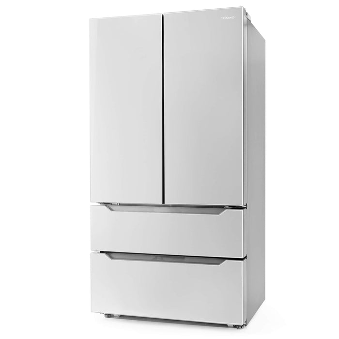 Cosmo 36-Inch 22.5 Cu.Ft Counter Depth French Door Refrigerator with Recessed Handle in Stainless Steel (COS-FDR225RHSS)