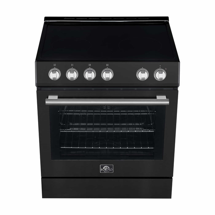 Forno Leonardo Espresso 30-Inch Electric Range with 5.0 cu. Ft. Electric Oven in Black with Brass Trim (FFSEL6012-30BLK)