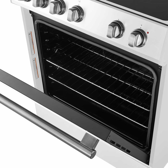 Forno Leonardo Espresso 30-Inch Electric Range with 5.0 cu. Ft. Electric Oven in White in Brass Trim (FFSEL6012-30WHT)