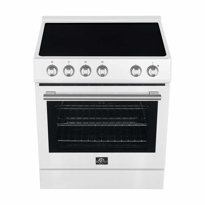 Forno Leonardo Espresso 30-Inch Electric Range with 5.0 cu. Ft. Electric Oven in White in Brass Trim (FFSEL6012-30WHT)