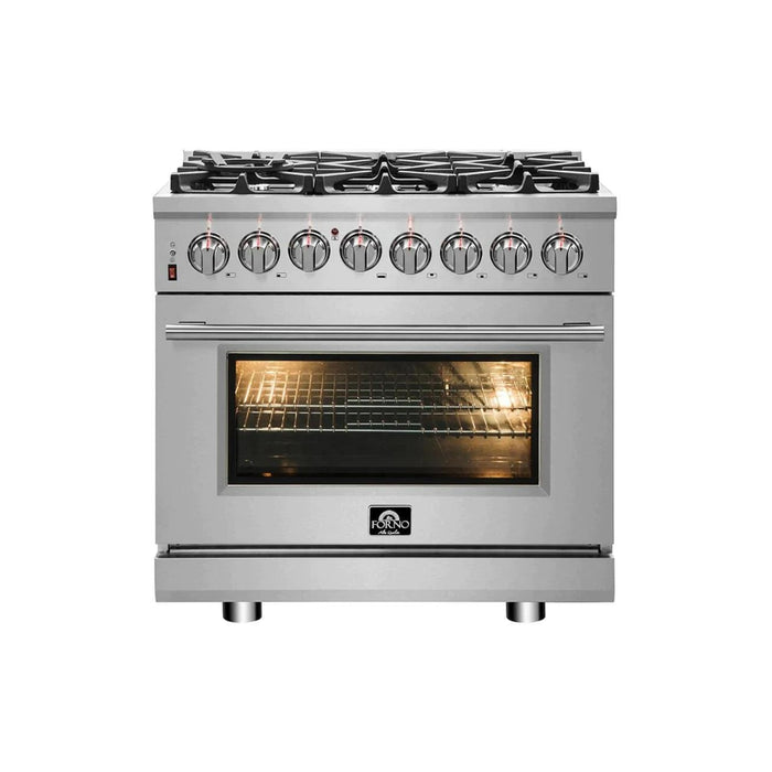 FORNO Massimo 36-Inch Freestanding Dual Fuel Range in Stainless Steel - FFSGS6125-36