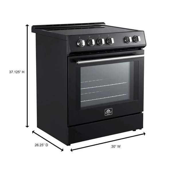 Forno Leonardo Espresso 30 Inch Slide-In Black Induction Range FFSIN0982-30BLK