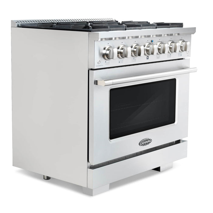 Cosmo 36-Inch 4.5 Cu. Ft. Gas Range with 6 Italian Burners in Stainless Steel (COS-GRP366)