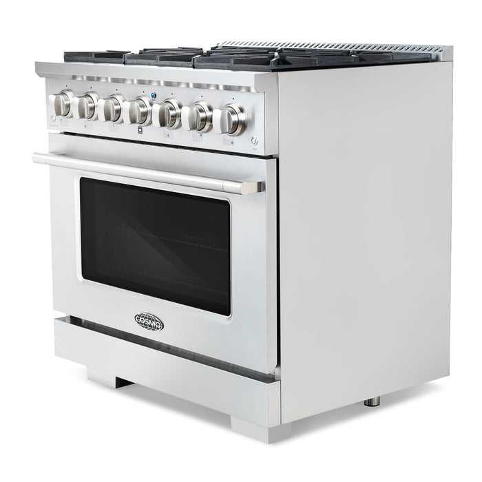 Cosmo 36-Inch 4.5 Cu. Ft. Gas Range with 6 Italian Burners in Stainless Steel (COS-GRP366)