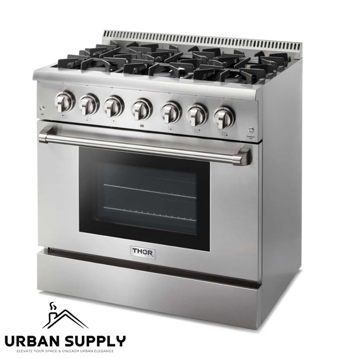 Thor Kitchen 36-Inch 5.2 cu. ft. Oven Dual Fuel Range in Stainless Steel (HRD3606U)