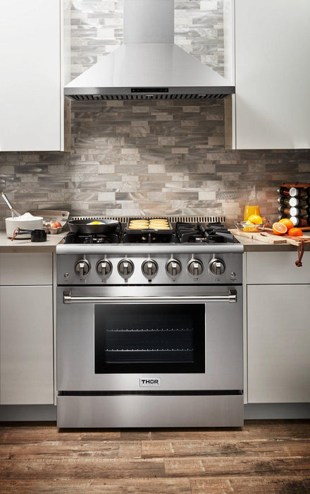 Thor Kitchen 36 in. 5.2 cu. ft. Professional Propane Gas Range in Stainless Steel, HRG3618ULP