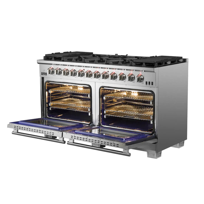 FORNO Capriasca  60" Titanium Gas Range Double fire furnace head 10burner with professional oven (FFSGS6260-60)