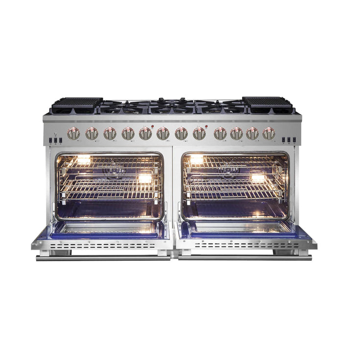 FORNO Capriasca  60" Titanium Gas Range Double fire furnace head 10burner with professional oven (FFSGS6260-60)