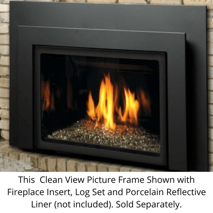 Kingsman Slim Clean View Front Picture Frame in Black for IDV26 Series Fireplace Inserts