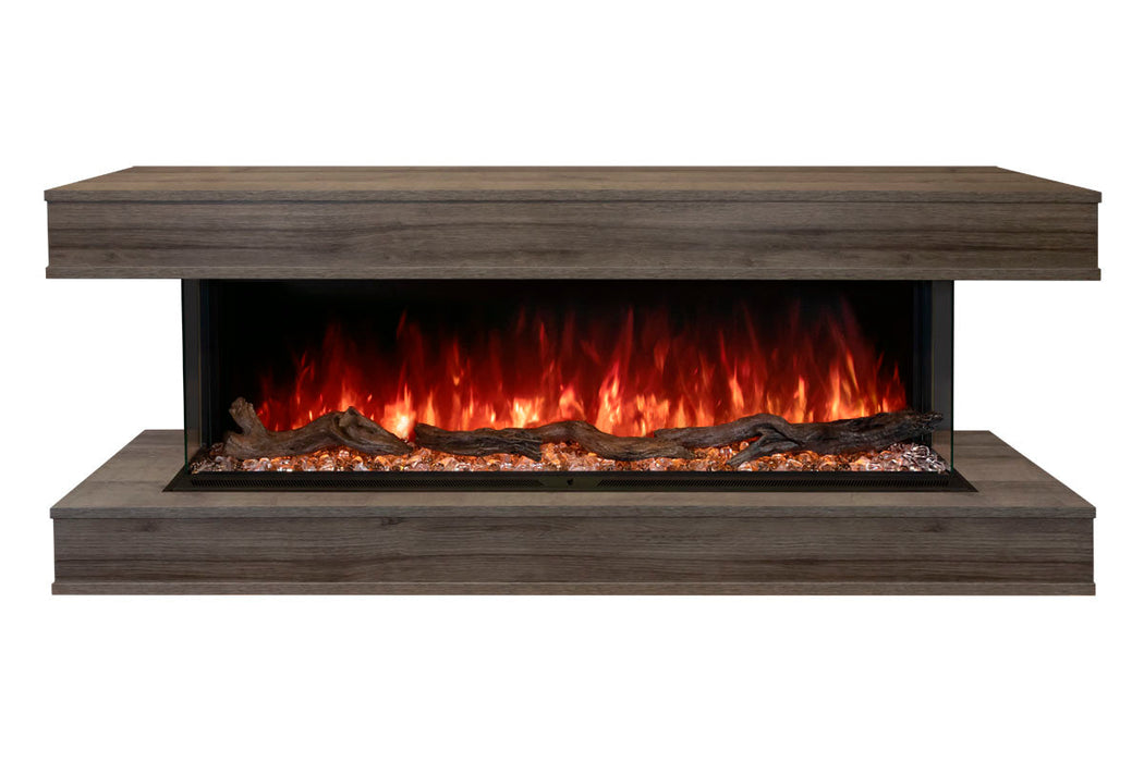 Modern Flames Landscape Pro 70'' Studio Suite Wall Mount Mantel Package | Driftwood Grey