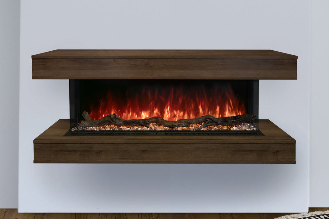 Modern Flames Landscape Pro 82'' Studio Suite Wall Mount Mantel Package | Weathered Walnut