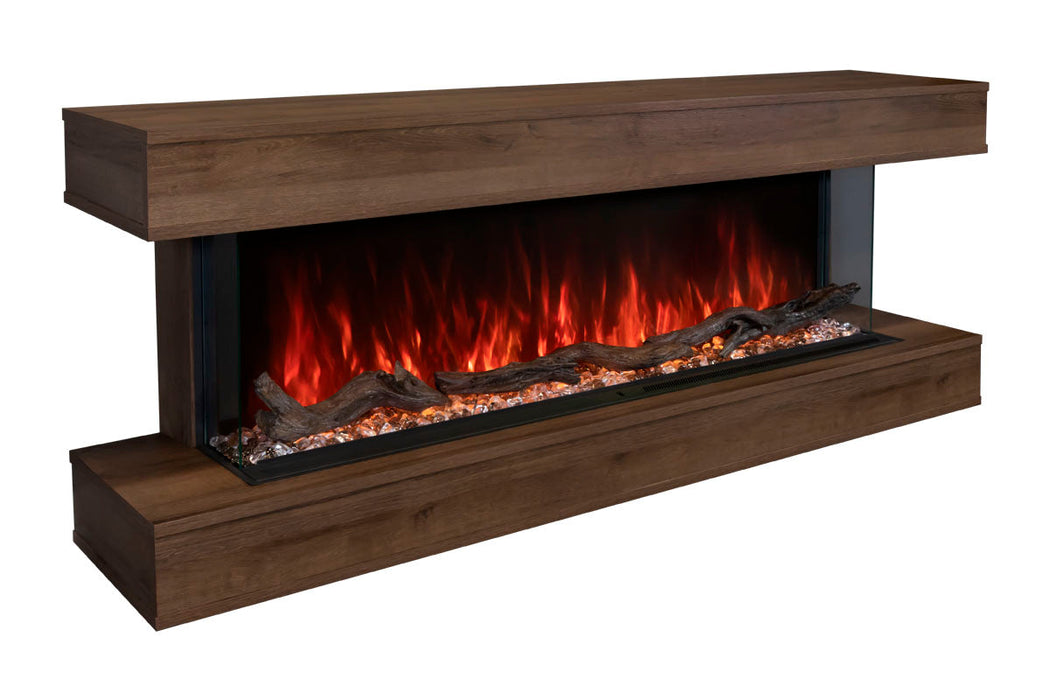 Modern Flames Landscape Pro 70'' Studio Suite Wall Mount Mantel Package | Weathered Walnut