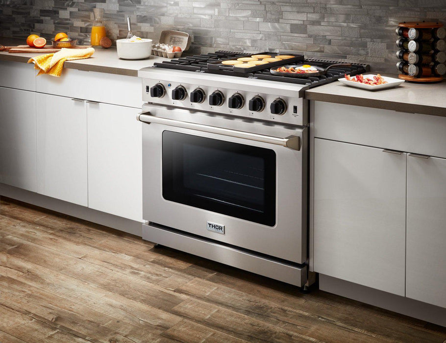 Thor Kitchen 36 in. 6.0 Cu. Ft Propane Gas Range in Stainless Steel, LRG3601ULP