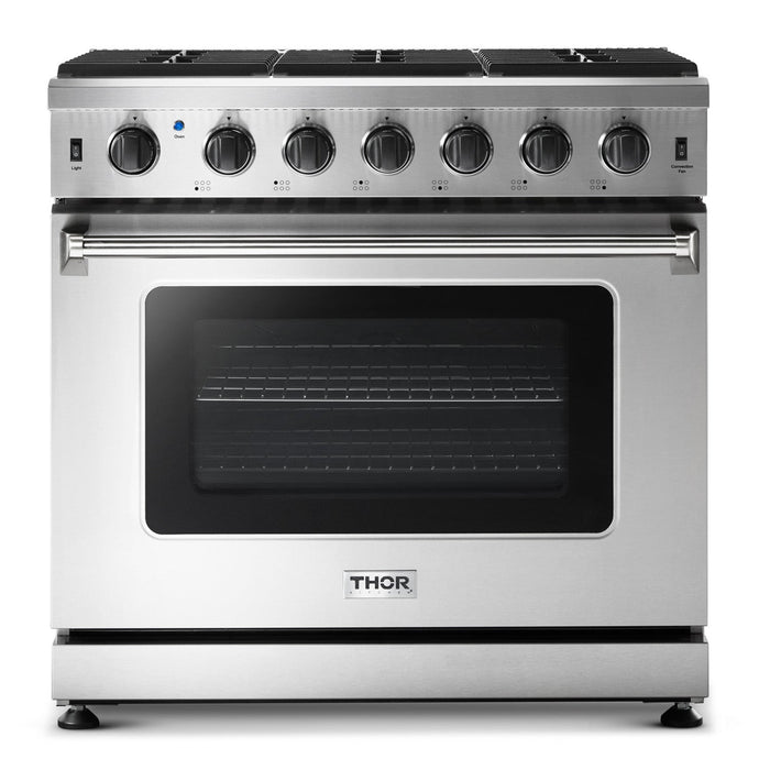 Thor Kitchen 36 in. 6.0 Cu. Ft Propane Gas Range in Stainless Steel, LRG3601ULP