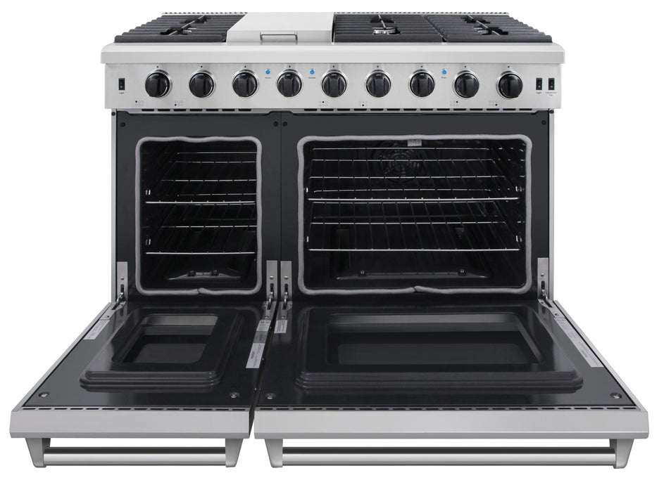 Thor Kitchen 48 in. 6.8 cu. ft. Double Oven Propane Gas Range in Stainless Steel, LRG4807ULP