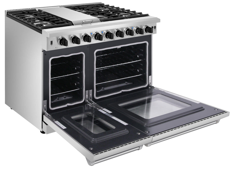 Thor Kitchen 48 in. 6.8 cu. ft. Double Oven Propane Gas Range in Stainless Steel, LRG4807ULP