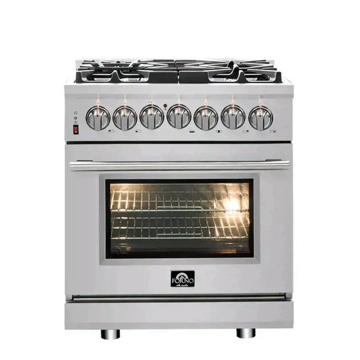 FORNO Massimo 30-Inch Freestanding Dual Fuel Range in Stainless Steel - FFSGS6125-30