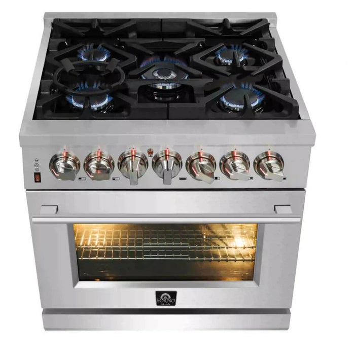 FORNO Massimo 30-Inch Freestanding Dual Fuel Range in Stainless Steel - FFSGS6125-30