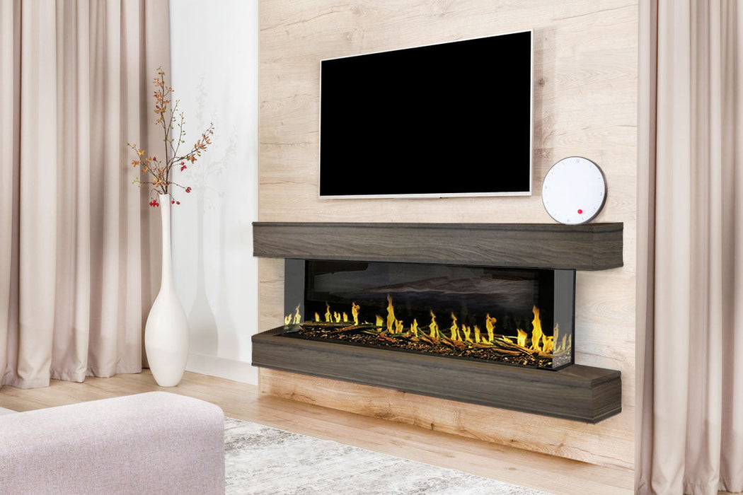 Modern Flames Orion Multi 88'' Heliovision Electric Fireplace Wall Mount Studio Suite | Driftwood Gray