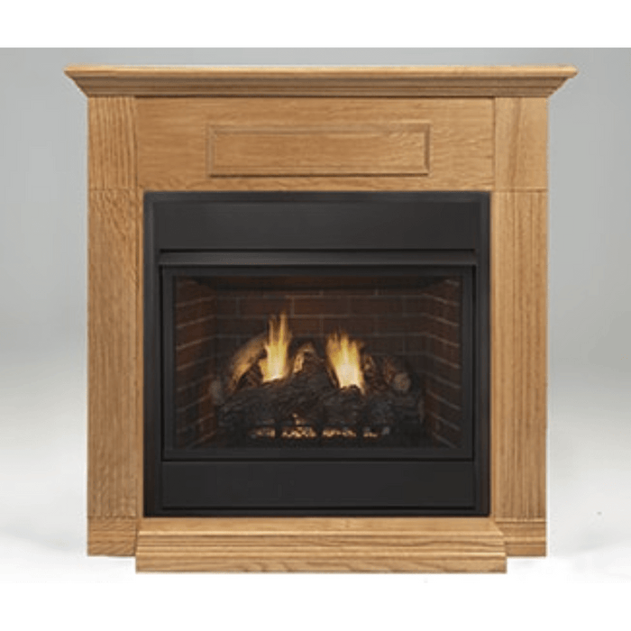 Monessen 32" Oak/Birch Surround Wall Mantel Cabinet with Hearth for Fireplaces