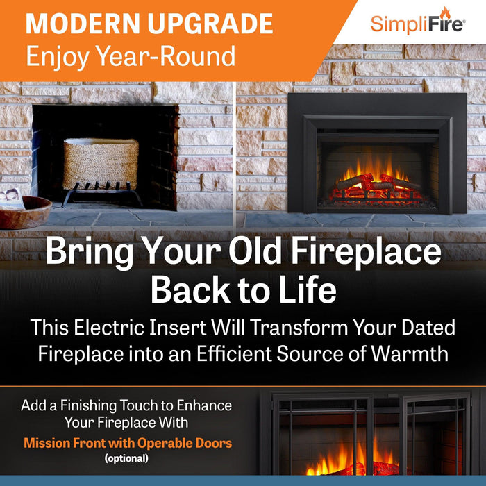 SimpliFire 25" Traditional Electric Built-In Fireplace Insert