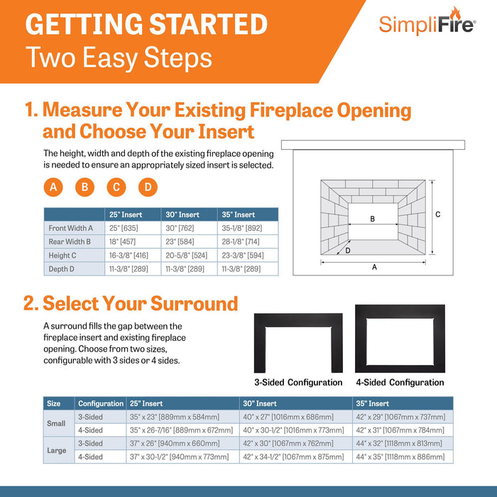 SimpliFire 25" Traditional Electric Built-In Fireplace Insert