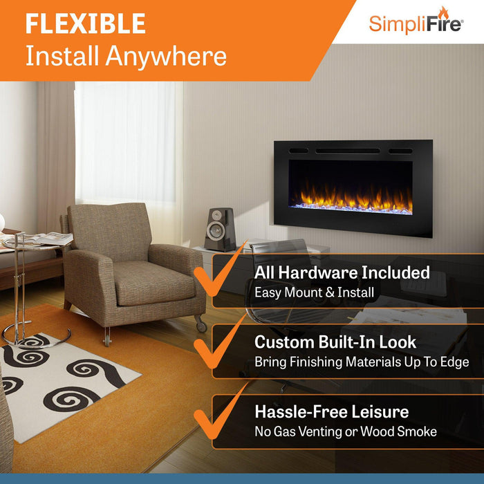 SimpliFire Allusion 40" Linear Electric Recessed Fireplace