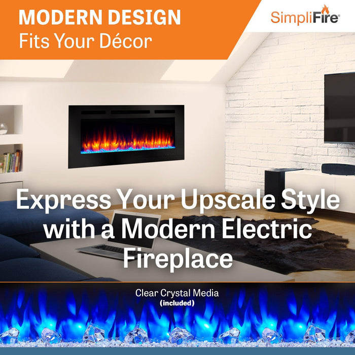 SimpliFire Allusion 48" Linear Electric Recessed Fireplace