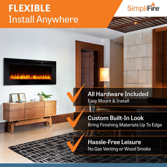 SimpliFire Allusion 48" Linear Electric Recessed Fireplace