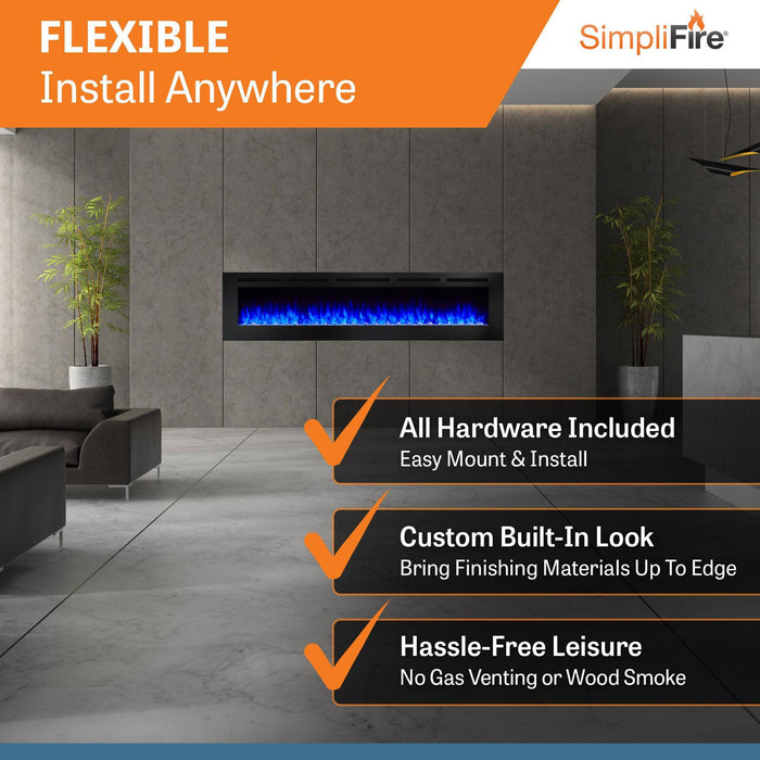 SimpliFire Allusion 84" Linear Electric Recessed Fireplace