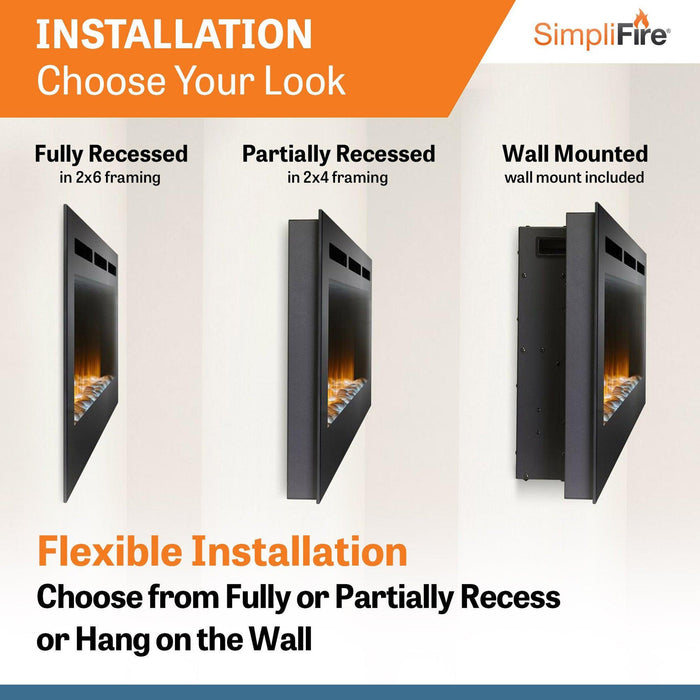 SimpliFire Allusion 84" Linear Electric Recessed Fireplace