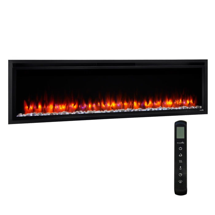 SimpliFire Allusion Platinum 60" Linear Electric Recessed Fireplace