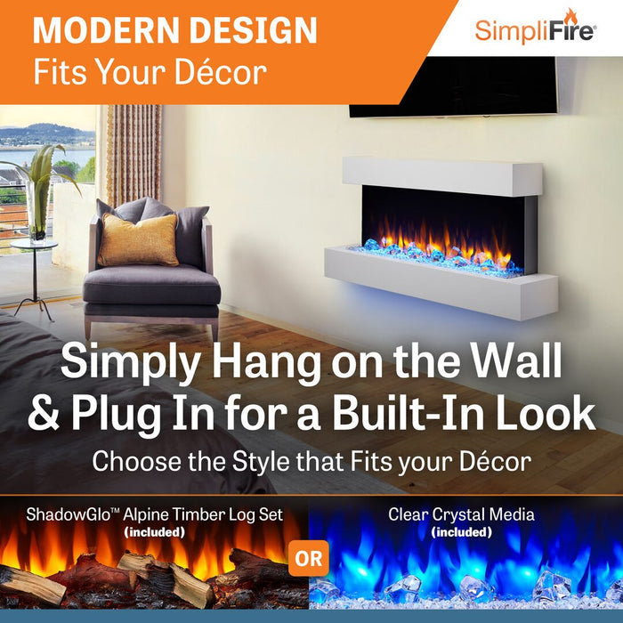 SimpliFire Format 36" Linear Electric Wall Mount Fireplace