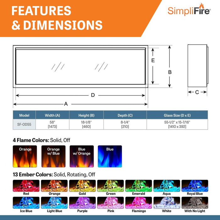 SimpliFire Forum 55" Outdoor Electric Fireplace