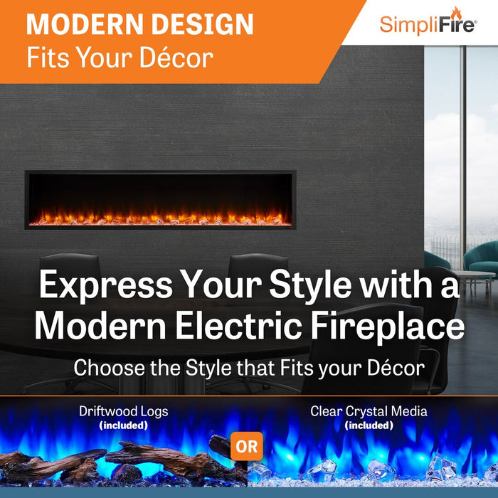 SimpliFire Scion 78" Linear Electric Built-In Fireplace