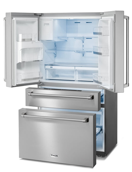 Thor Kitchen 36-Inch Professional French Door Refrigerator with Ice and Water Dispenser (TRF3601FD)