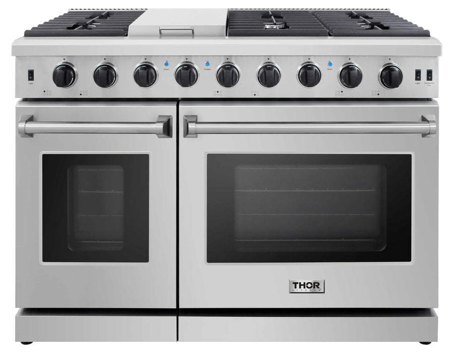 Thor Kitchen 48-Inch 6.8 cu. ft. Double Oven Gas Range in Stainless Steel (LRG4807U)