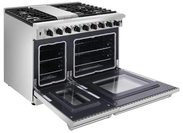 Thor Kitchen 48-Inch 6.8 cu. ft. Double Oven Gas Range in Stainless Steel (LRG4807U)