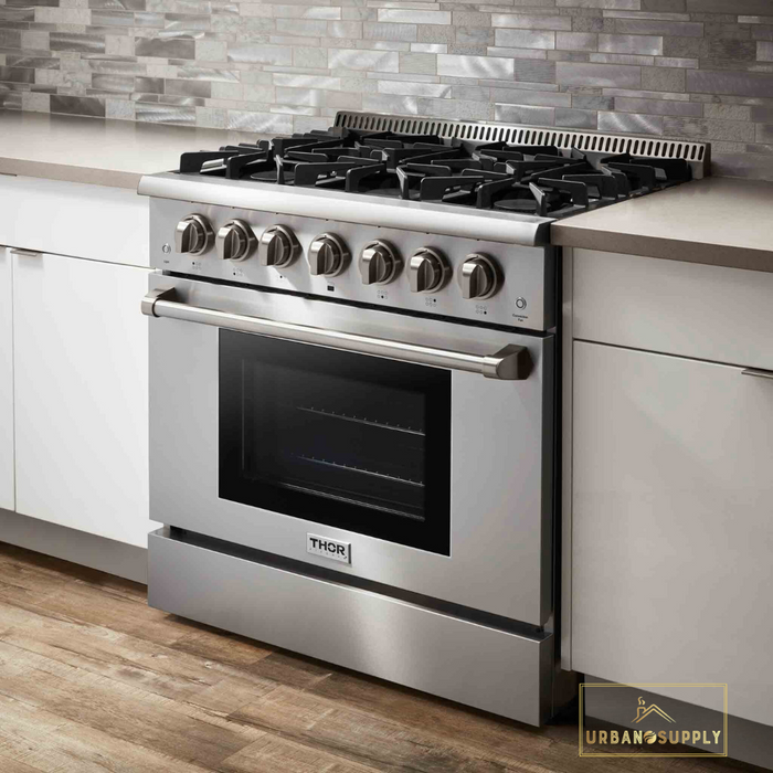 Thor Kitchen 36-Inch 5.2 cu. ft. Oven Dual Fuel Range in Stainless Steel (HRD3606U)