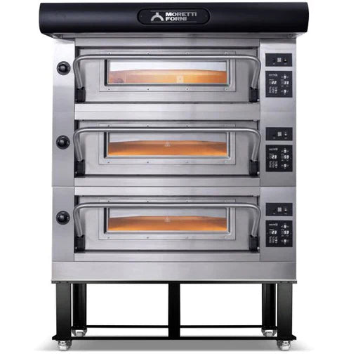 AMPTO Electric Pizza Oven Amalfi 26'' x 41'' x 7'' (Chamber) 208/240/60/3 - 3 Decks with tray guide base - AMALFI A3