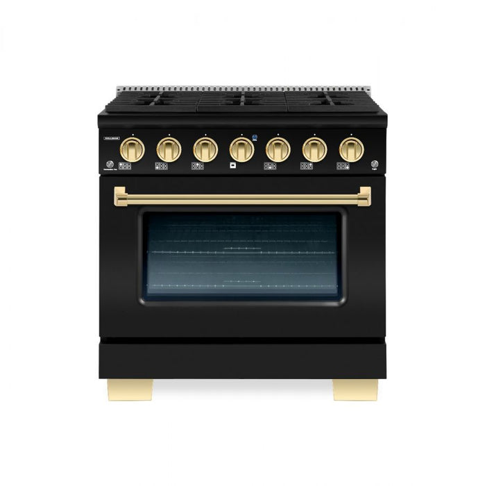 HALLMAN Bold Series 30" Dual Fuel Freestanding Range with Brass Trim - HBRDF30BS