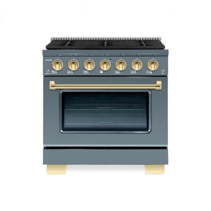 HALLMAN Bold Series 30" Dual Fuel Freestanding Range with Brass Trim - HBRDF30BS