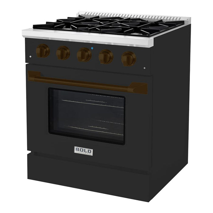 HALLMAN Bold Series 30" Gas Freestanding Range with Bronze Trim - HBRG30BZ