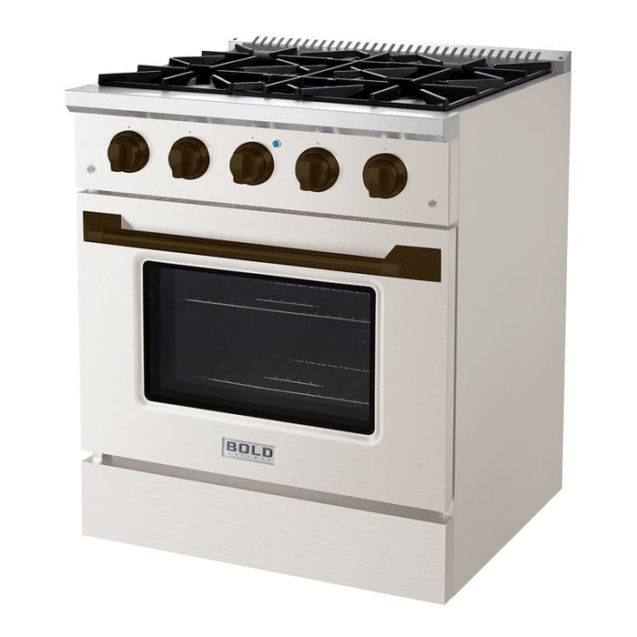 HALLMAN Bold Series 30" Gas Freestanding Range with Bronze Trim - HBRG30BZ