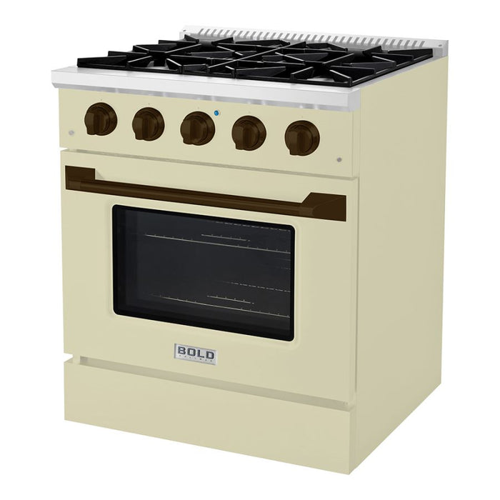 HALLMAN Bold Series 30" Gas Freestanding Range with Bronze Trim - HBRG30BZ