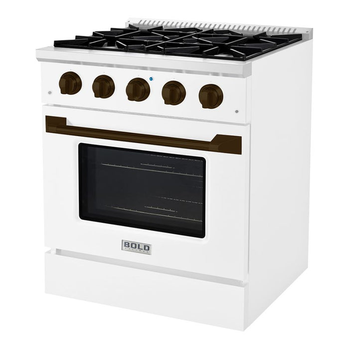 HALLMAN Bold Series 30" Gas Freestanding Range with Bronze Trim - HBRG30BZ