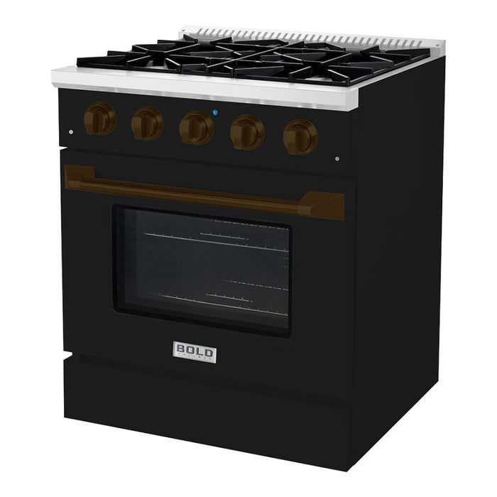 HALLMAN Bold Series 30" Gas Freestanding Range with Bronze Trim - HBRG30BZ