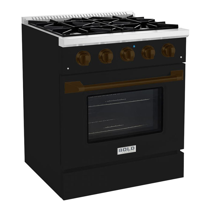 HALLMAN Bold Series 30" Gas Freestanding Range with Bronze Trim - HBRG30BZ