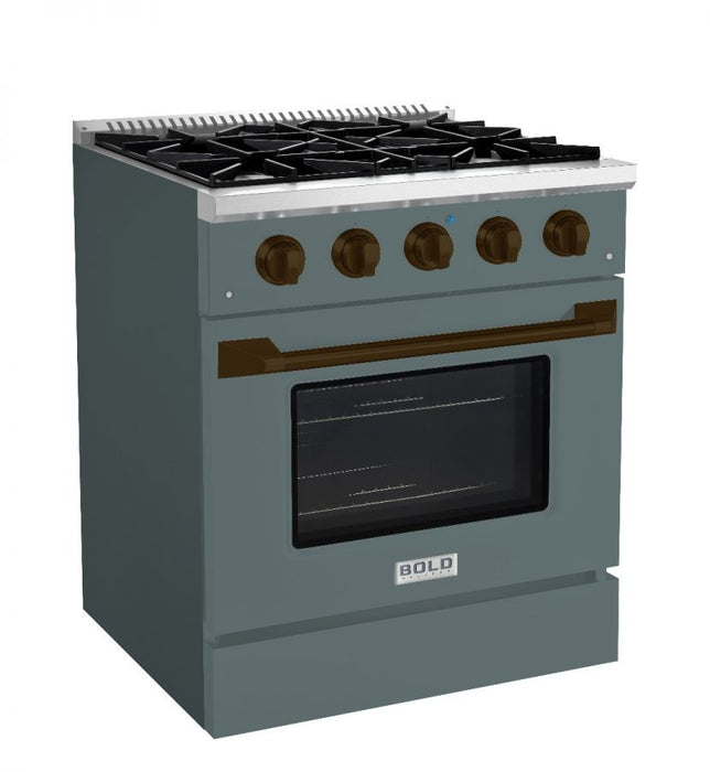 HALLMAN Bold Series 30" Gas Freestanding Range with Bronze Trim - HBRG30BZ